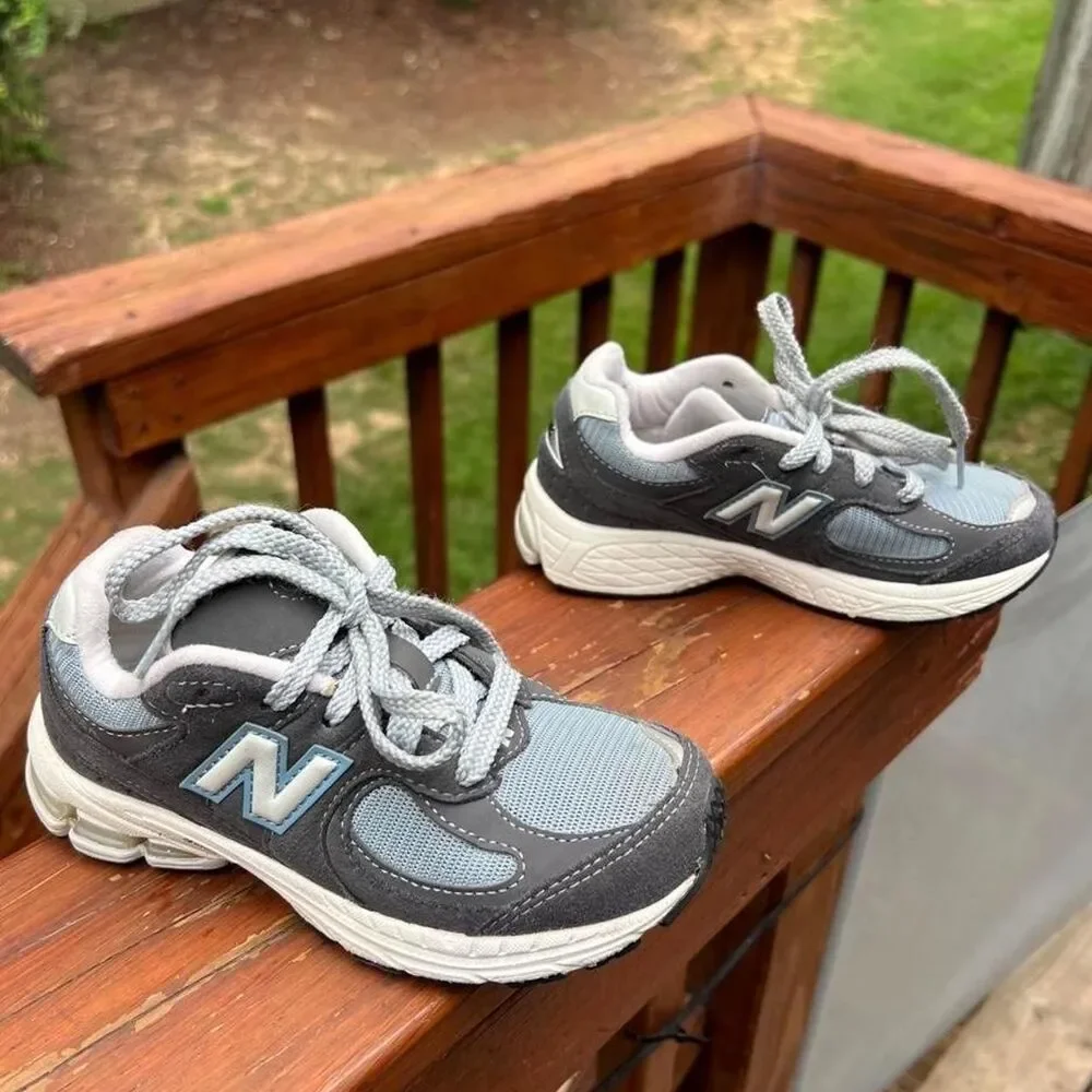 New Balance Youth 13 Grey Blue Unisex Running Jog Play School Sneakers